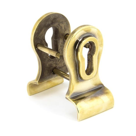 Image showing an Aged Brass Euro Cylinder Pull made by From the Anvil
