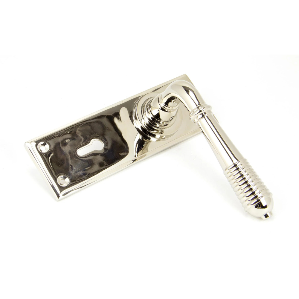 From The Anvil Reeded Lever Lock Set Polished Nickel Sku 33324