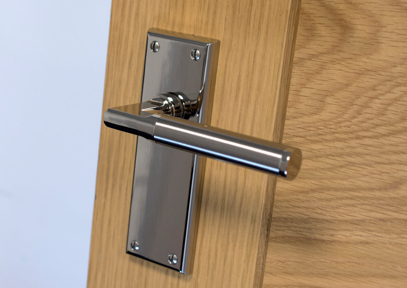 Image showing a Serozzetta door handle on a backplate.  Available from Trade Door Handles in Kendal 