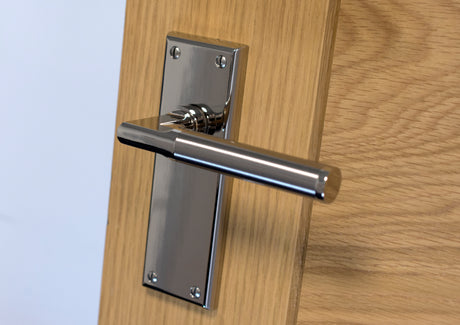 Image showing a Serozzetta door handle on a backplate.  Available from Trade Door Handles in Kendal