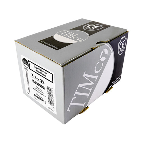 This is an image of Timco - Drywall Screws - PH - Bugle - Fine Thread - Zinc 3.5 x 25mm - (1000 PCS Box) 00025DRYZ