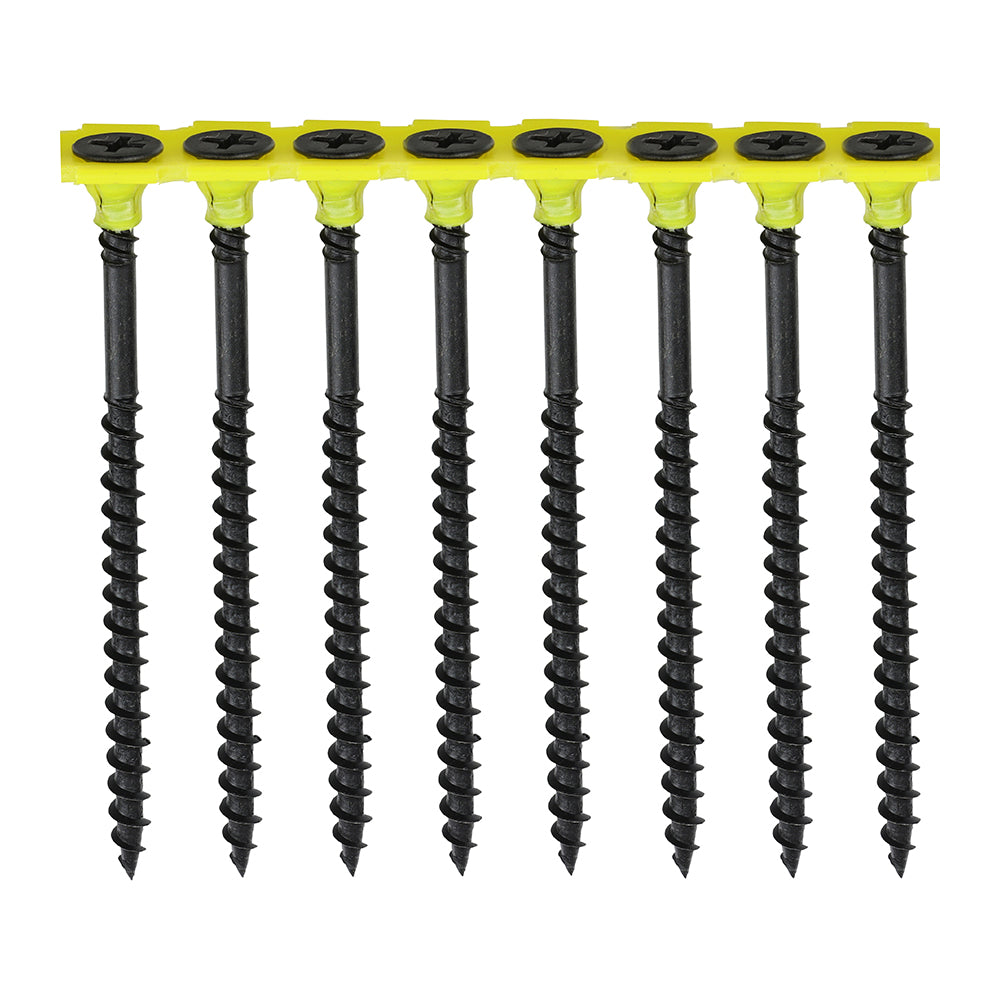 This is an image of Timco - Collated Drywall Screws - PH - Bugle - Coarse Thread - Black 3.5 x 38mm - (1000 PCS Box) 00038COLDYS