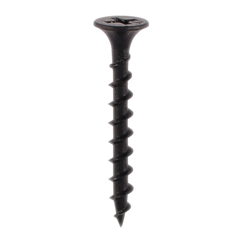 This is an image of Timco - Drywall Screws - Coarse Thread - PH - Bugle - Black 3.5 x 38mm - (350 PCS TIMbag) 00038DRYCB