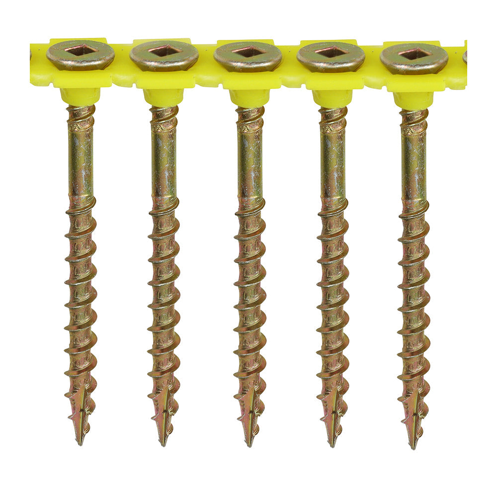 This is an image of Timco - Collated Flooring Screws - SQ - Countersunk - Yellow 4.2 x 55mm - (1000 PCS Box) 00055COLLF