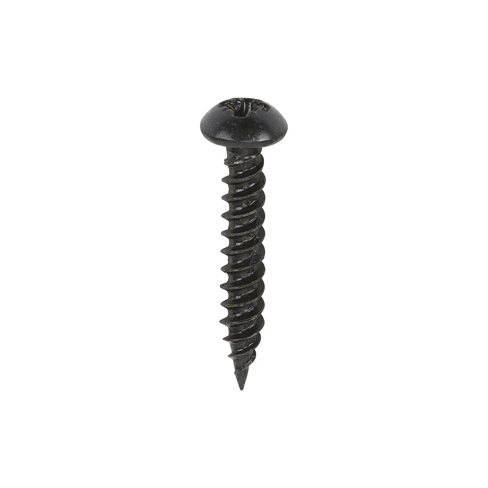 This is an image of Timco - Blackjax Woodscrews - PZ - Round - Black Organic 8 x 1" - (200 PCS Box) 00081BJC