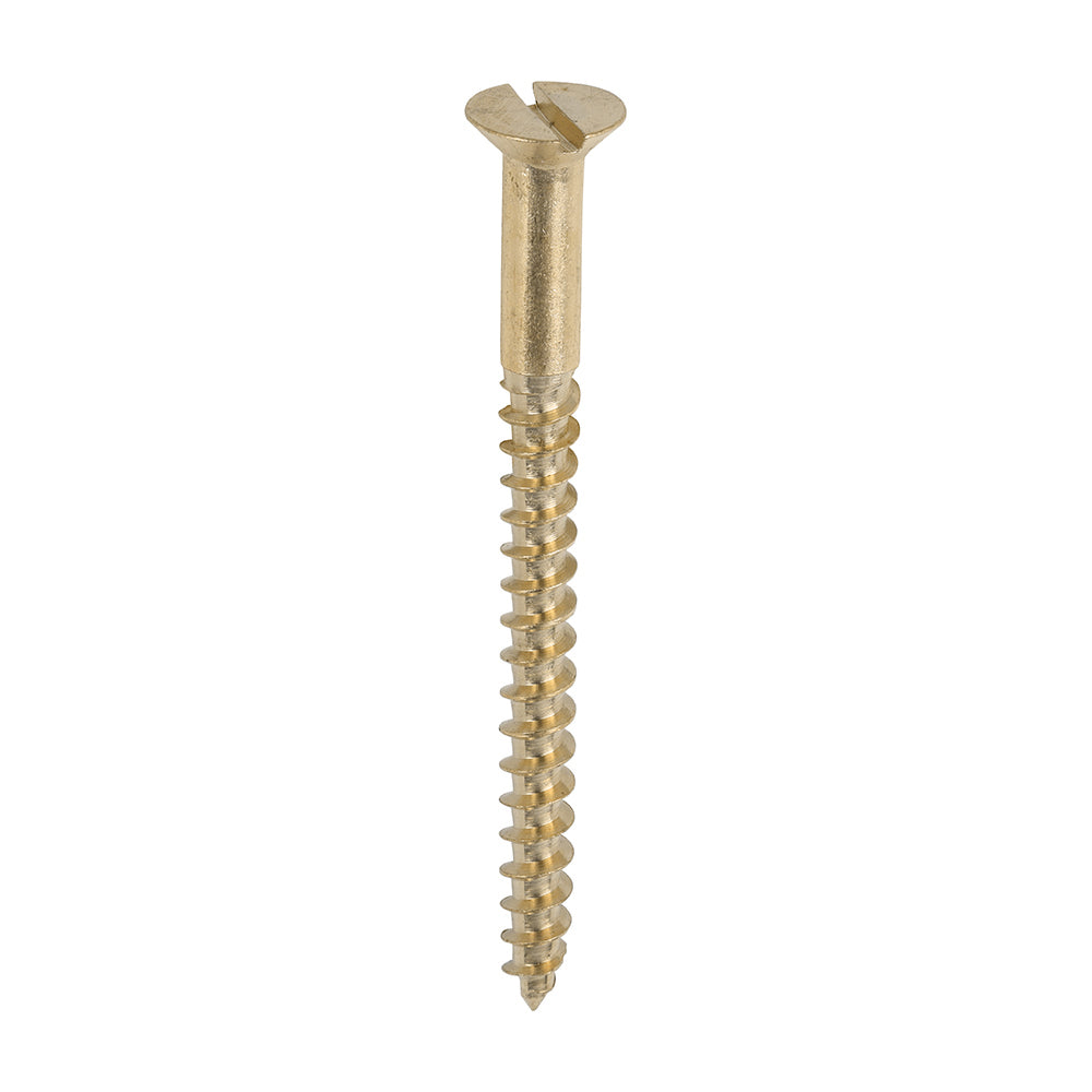 This is an image of Timco - Solid Brass Timber Screws - SLOT - Countersunk 8 x 2" - (200 PCS Box) 00082CBS