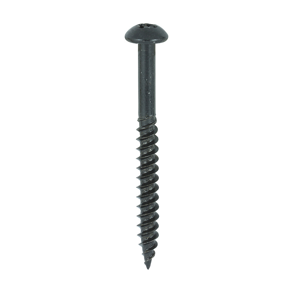 This is an image of Timco - Blackjax Woodscrews - PZ - Round - Black Organic 10 x 2" - (200 PCS Box) 00102BJC