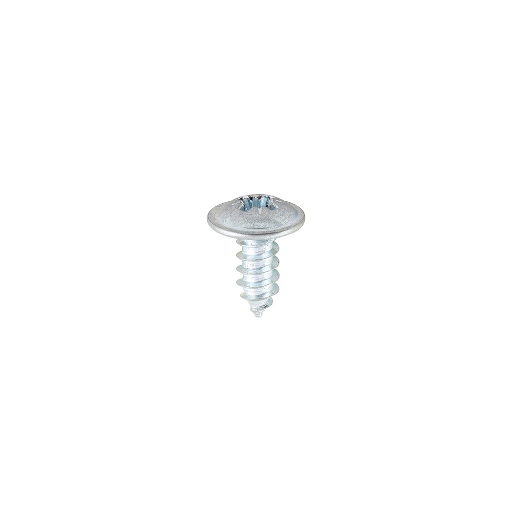 This is an image of Timco - Metal Tapping Screws - PZ - Flange - Self-Tapping - Zinc 8 x 3/8" - (200 PCS Box) 00838CFAZS