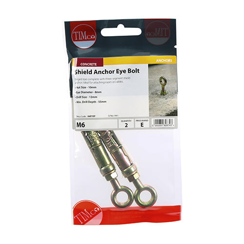 This is an image of Timco - Forged Eyes with Shield Anchors - Yellow M6 - (2 PCS TIMpac) 06EYEP