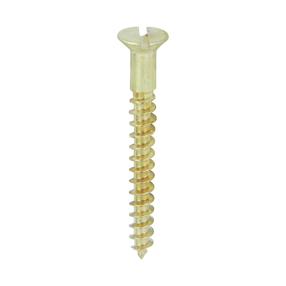 This is an image of Timco - Solid Brass Timber Screws - SLOT - Countersunk 8 x 1 1/2" - (200 PCS Box) 08112CBS