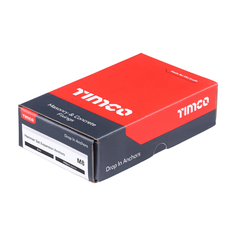 This is an image of Timco - Drop In Anchors - Zinc M8 - (100 PCS Box) 08WA