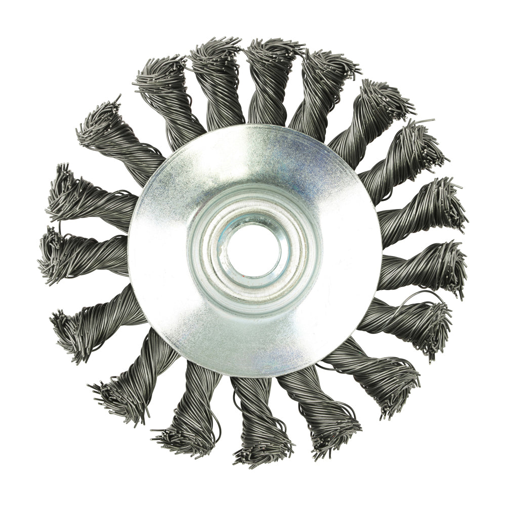 This is an image of Timco - Angle Grinder Bevel Brush - Twisted Knot Steel Wire 100mm (1 Each Box) 100TBT