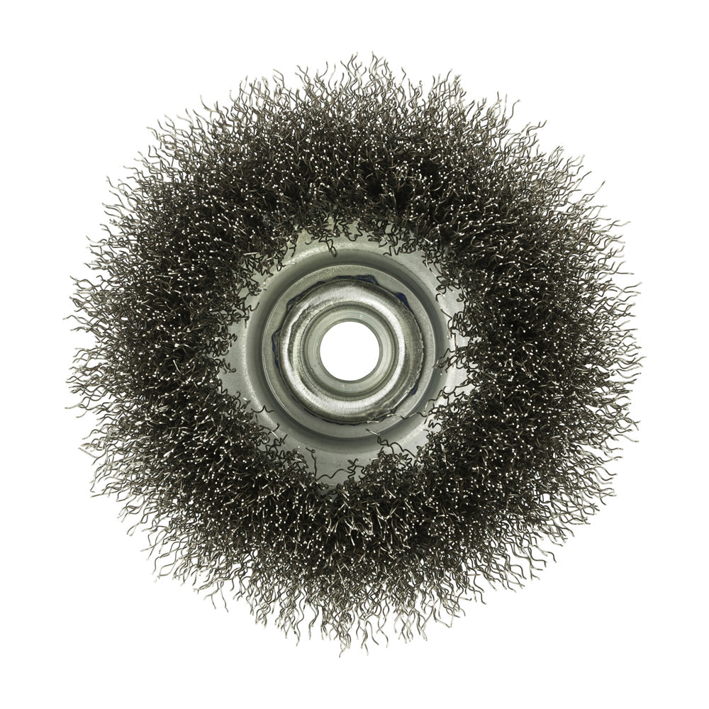 This is an image of Timco - Angle Grinder Cup Brush - Crimped Stainless Steel 100mm (1 Each Blister Pack) 100TCCSS