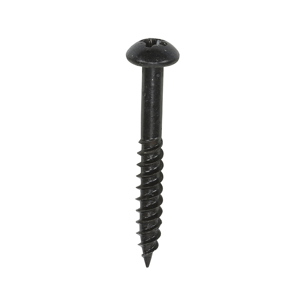 This is an image of Timco - Blackjax Woodscrews - PZ - Round - Black Organic 10 x 1 1/2" - (200 PCS Box) 10112BJC