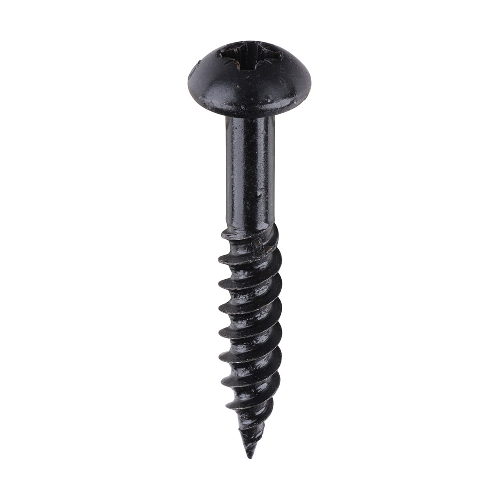 This is an image of Timco - Blackjax Woodscrews - PZ - Round - Black Organic 10 x 1 1/4" - (200 PCS Box) 10114BJC