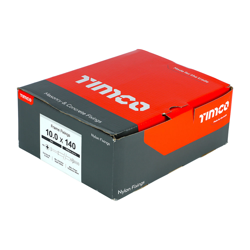 This is an image of Timco - Nylon Frame Fixing - PZ - Zinc 10.0 x 140mm - (100 PCS Box) 10140NFF
