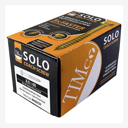 This is an image of Timco - Advanced Coach Screws - Hex Flange - Yellow 10.0 x 40mm - (50 PCS Box) 1040SCSY