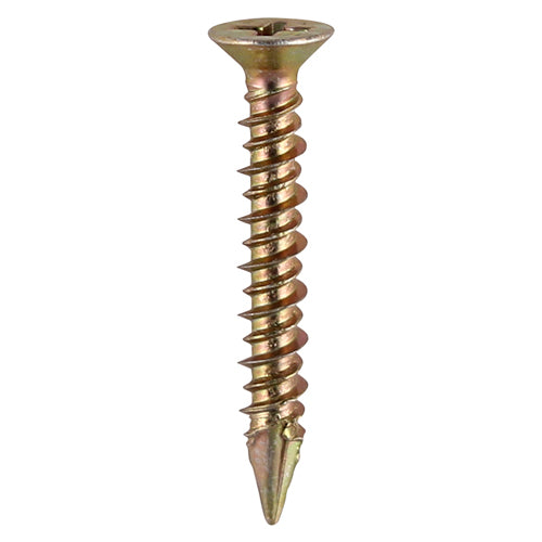 This is an image of Timco - Window Fabrication Screws - Countersunk - PH - High-Low Thread - Slash Point - Yellow 4.3 x 40mm - (1000 PCS Box) 106Y