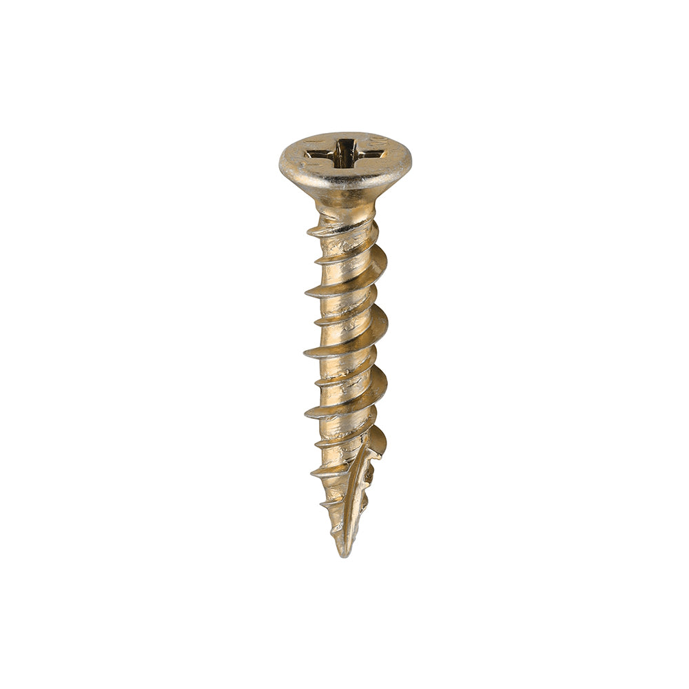 This is an image of Timco - Window Fabrication Screws - Countersunk - PH - High-Low Thread - Slash Point - Yellow 4.8 x 25mm - (1000 PCS Box) 109Y