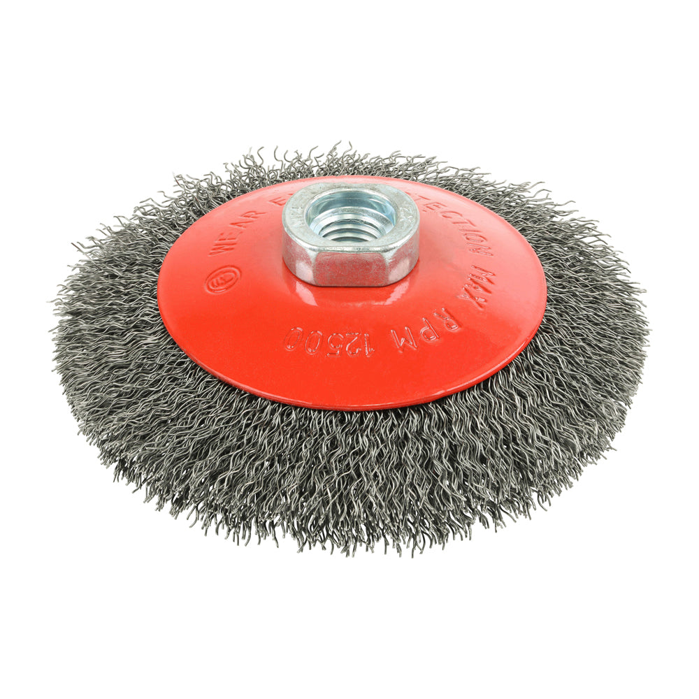 This is an image of Timco - Angle Grinder Bevel Brush - Crimped Steel Wire 115mm (1 Each Box) 115TBC