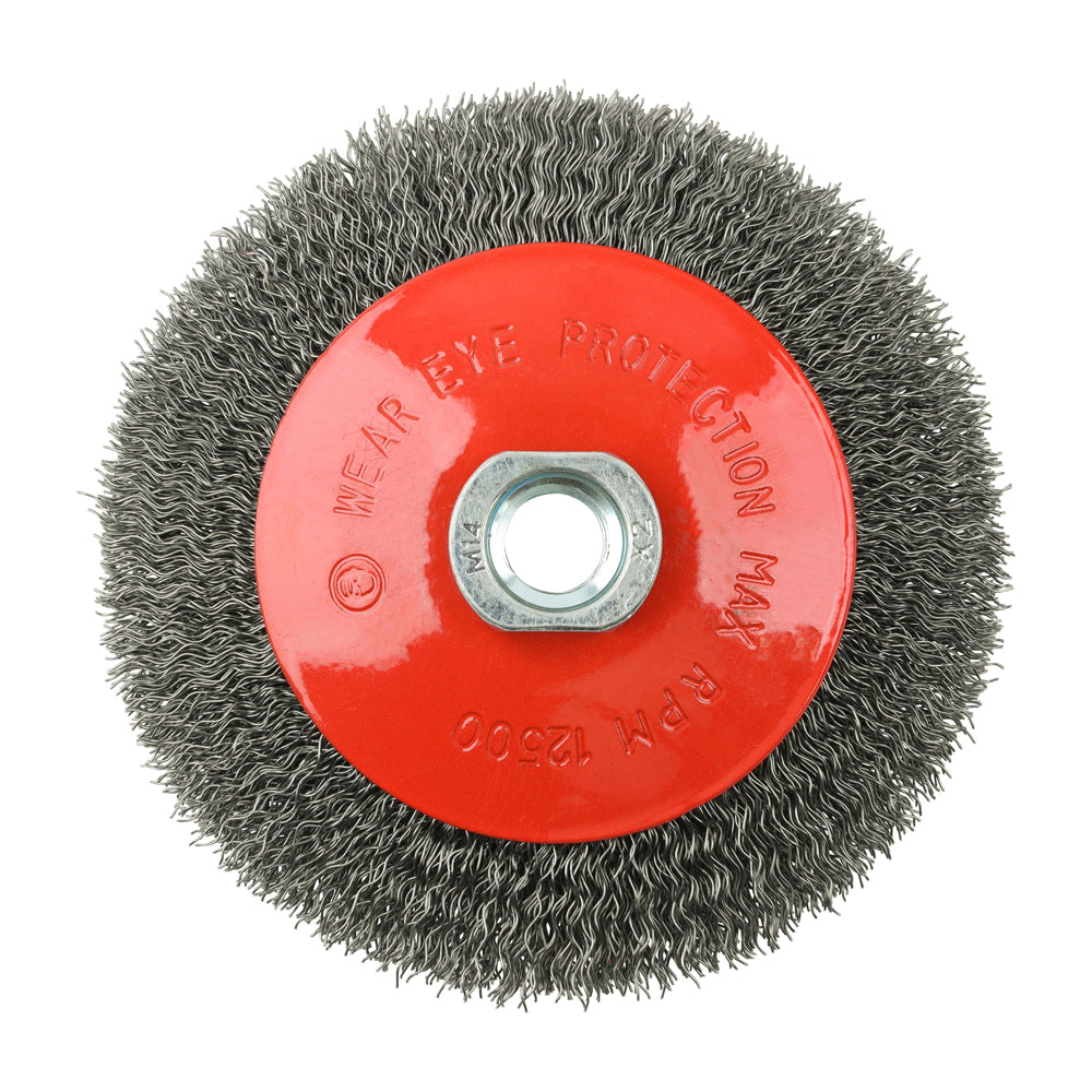 This is an image of Timco - Angle Grinder Bevel Brush - Crimped Steel Wire 115mm (1 Each Box) 115TBC