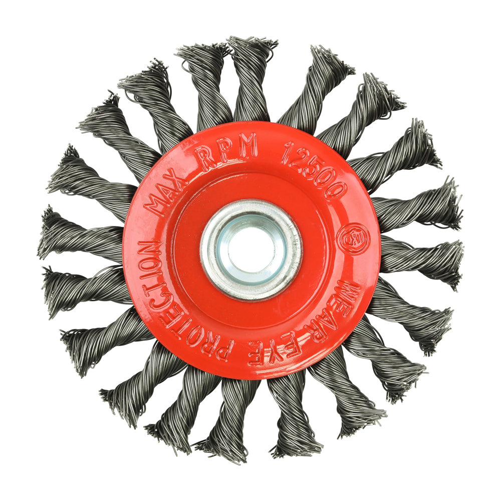 This is an image of Timco - Angle Grinder Wheel Brush - Twisted Knot Steel Wire 115mm (1 Each Box) 115TWT