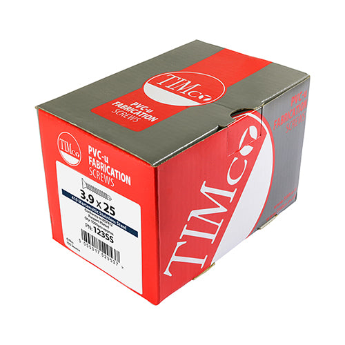 This is an image of Timco - Window Fabrication Screws - Countersunk - PH - Self-Tapping Thread - Self-Drilling Point - Martensitic Stainless Steel & Silver Organic 3.9 x 32mm - (1000 PCS Box) 124SS