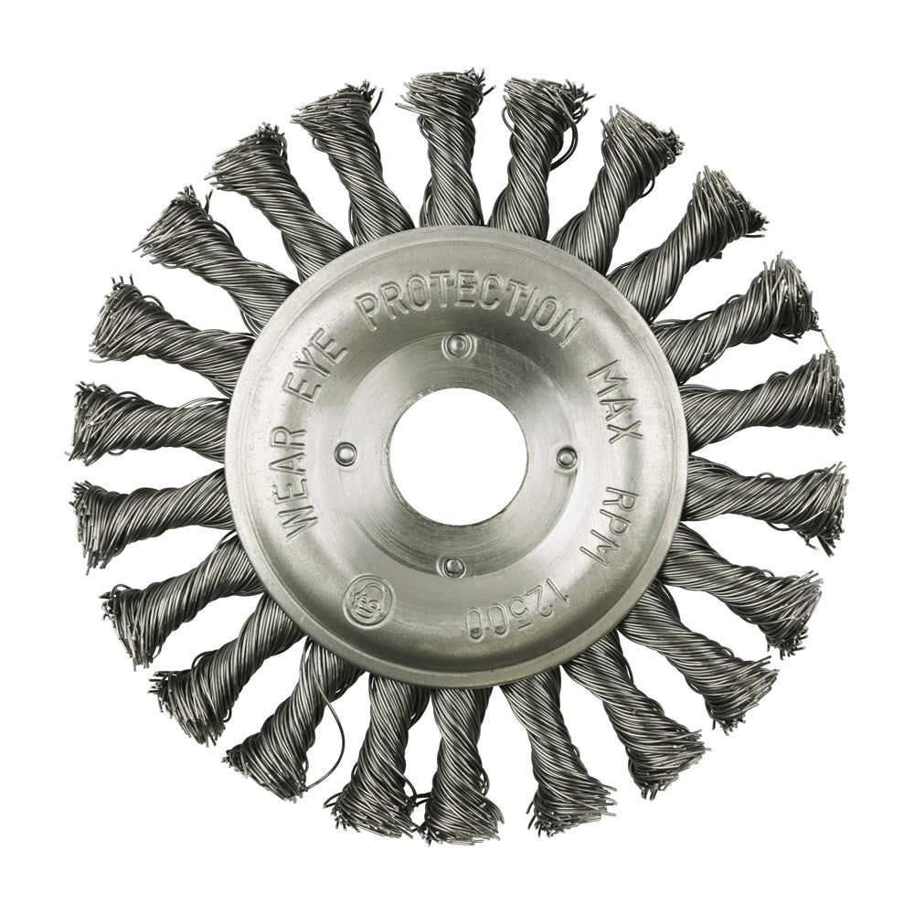 This is an image of Timco - Wheel Brush - Twisted Knot Steel Wire 125mm (1 Each Box) 125HWT