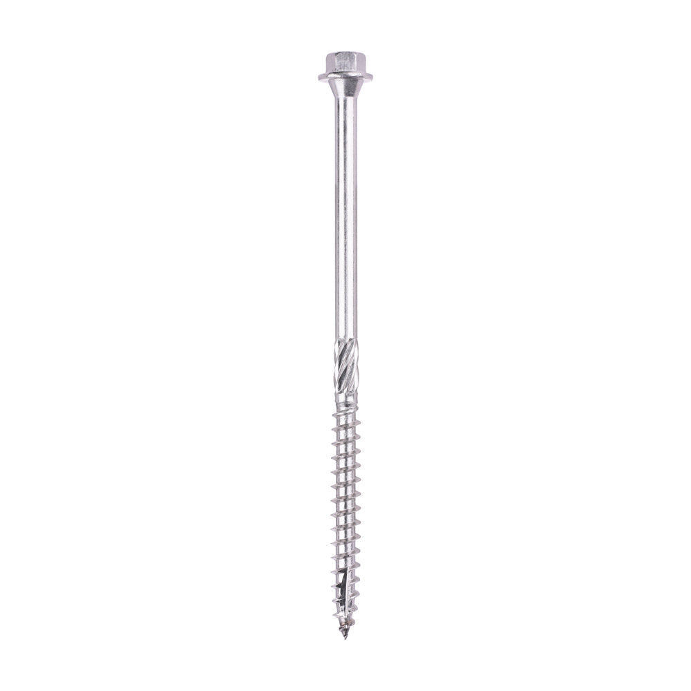 This is an image of Timco - Timber Frame Construction & Landscaping Screws - Hex - A4 Stainless Steel 6.7 x 125mm - (25 PCS Tube) 125INDEXSST