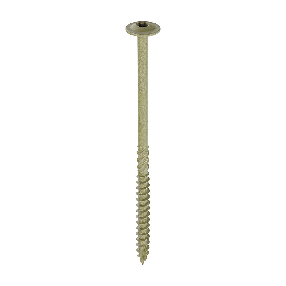This is an image of Timco - Timber Frame Construction & Landscaping Screws - Wafer - Exterior - Green Organic 6.7 x 125mm - (50 PCS Box) 125INW