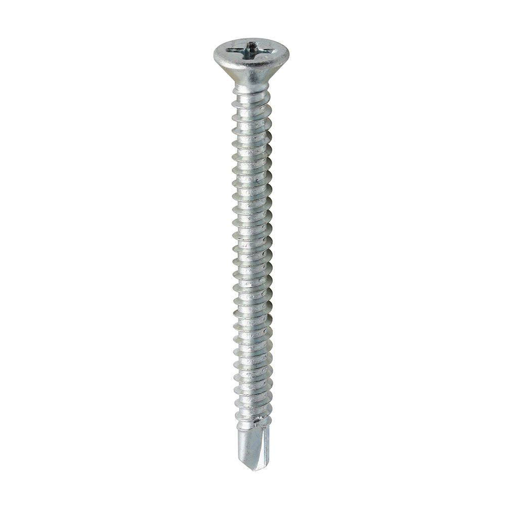 This is an image of Timco - Window Fabrication Screws - Countersunk - PH - Self-Tapping - Self-Drilling Point - Zinc 3.9 x 45mm - (500 PCS Box) 127Z