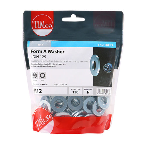 This is an image of Timco - Form A Washers - Zinc M12 - (130 PCS TIMbag) 12WHAZB