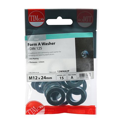 This is an image of Timco - Form A Washers - Zinc M12 - (15 PCS TIMpac) 12WHAZP