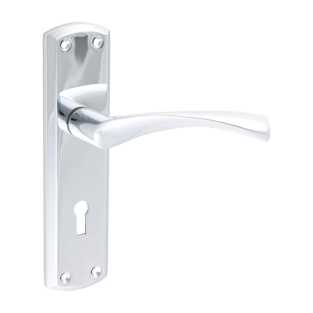 This is an image of Timco - Zeta Lock Handles - Polished Chrome 175 x 45 (1 Pairs Blister Pack) 200004