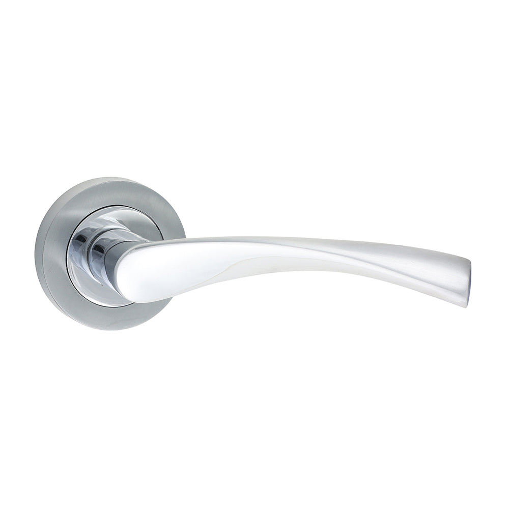 This is an image of Timco - Edleston Lever On Rose Handles - Polished & Satin Chrome 51mm (1 Pairs Blister Pack) 200010