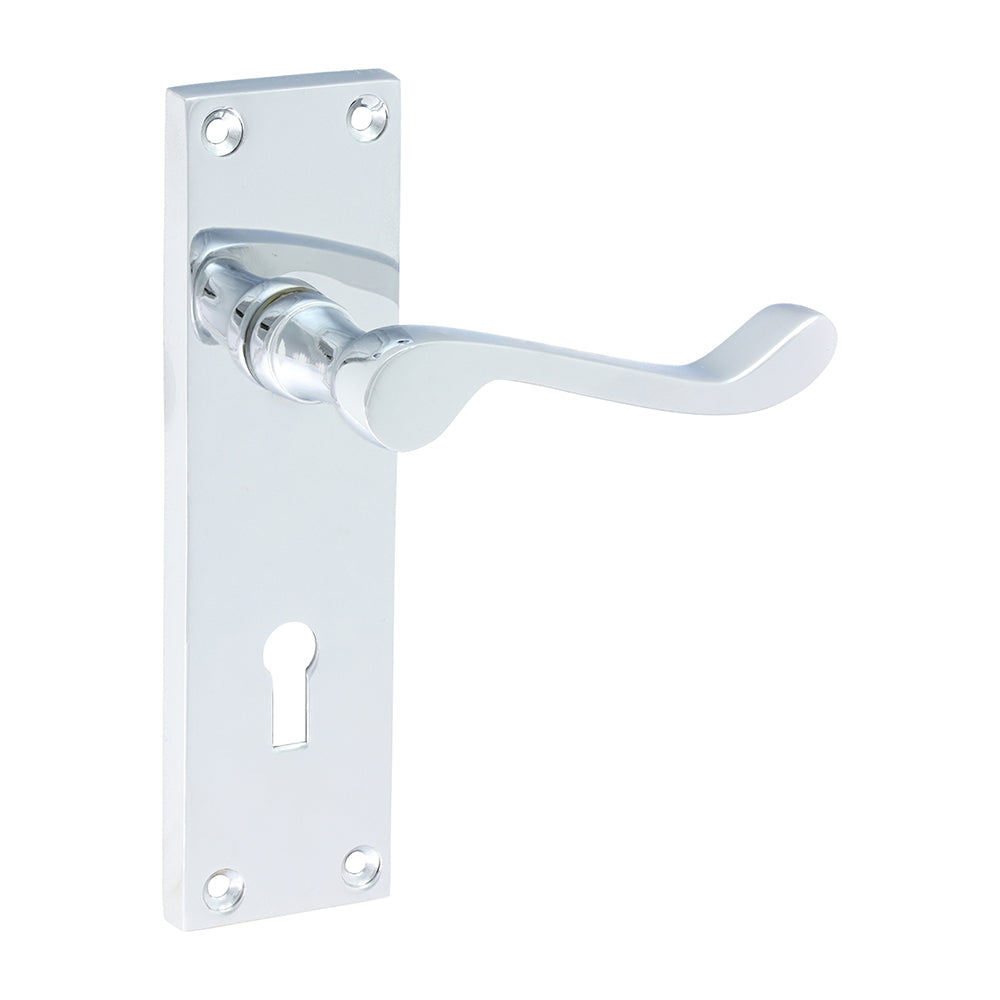 This is an image of Timco - Victorian Scroll Lock Handles - Polished Chrome 152 x 42 (1 Pairs Blister Pack) 200034
