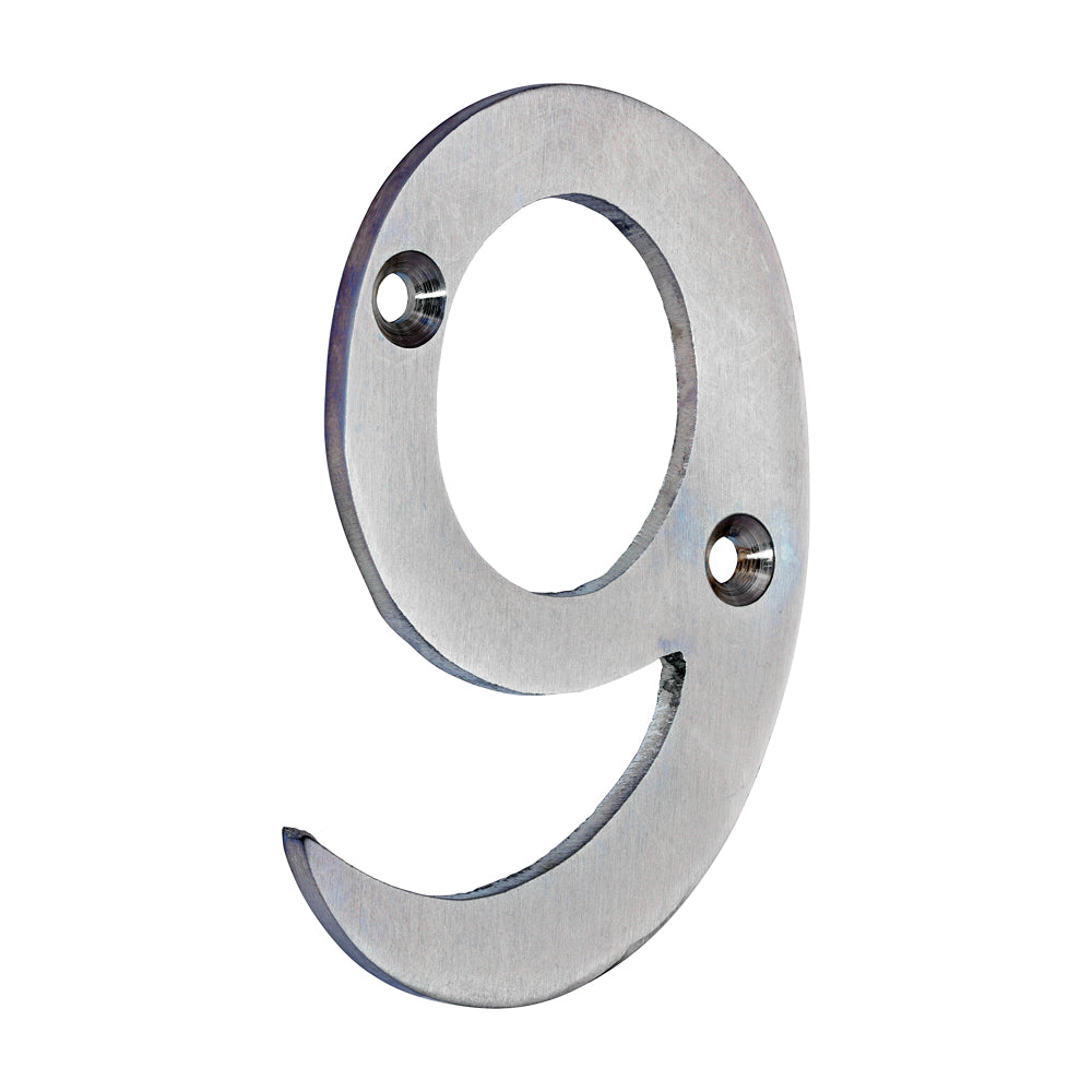 This is an image of Timco - Door Numeral 9 - Satin Chrome 75mm (1 Each TIMpac) 200052P