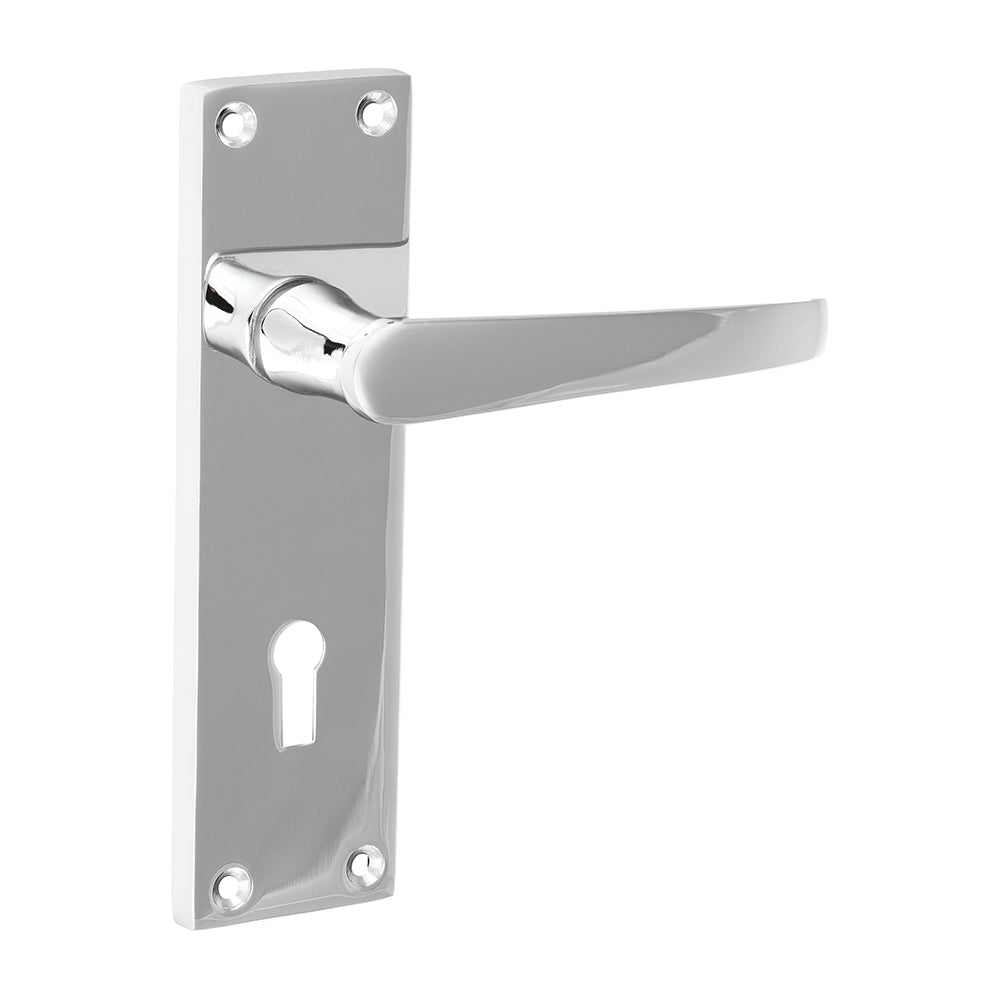 This is an image of Timco - Victorian Straight Lock Handles - Polished Chrome 152 x 43 (1 Pairs Blister Pack) 200075