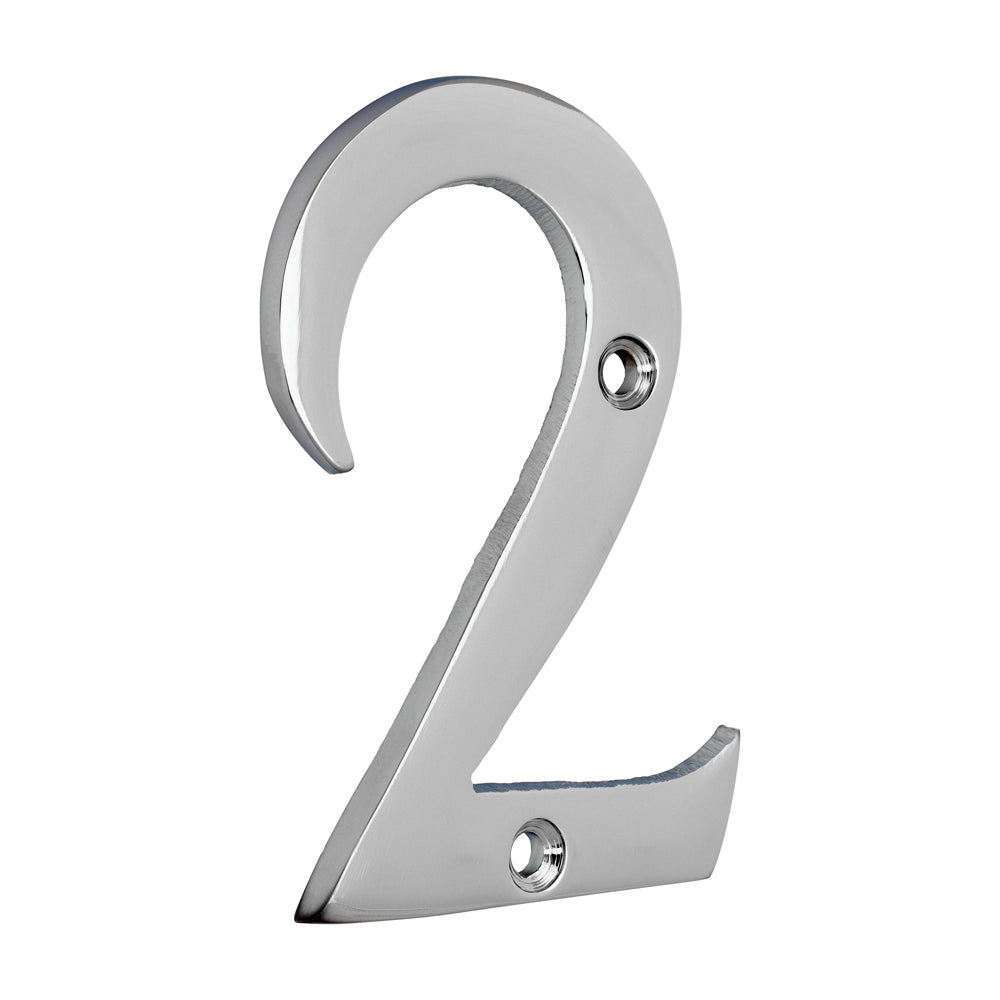 This is an image of Timco - Door Numeral 2 - Polished Chrome 76mm (1 Each Bag) 200081