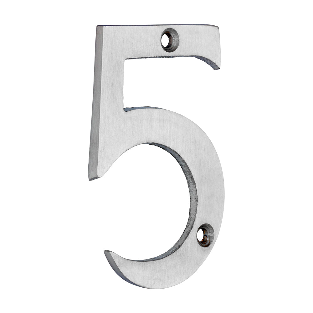 This is an image of Timco - Door Numeral 5 - Satin Chrome 75mm (1 Each TIMpac) 200097P