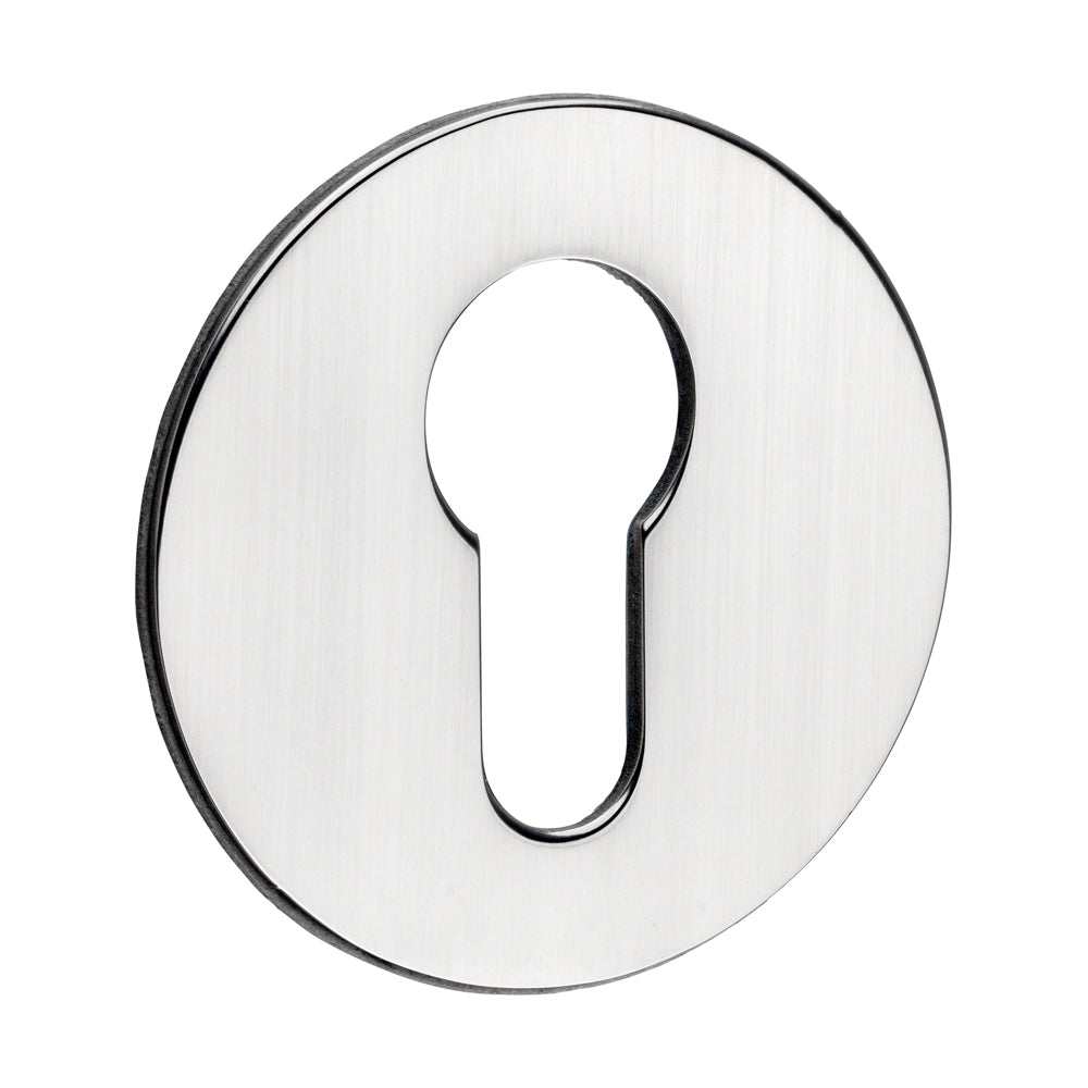This is an image of Timco - Euro Profile Self-Adhesive Escutcheon - Round - Polished Stainless Steel 52mm (1 Each TIMpac) 200116P