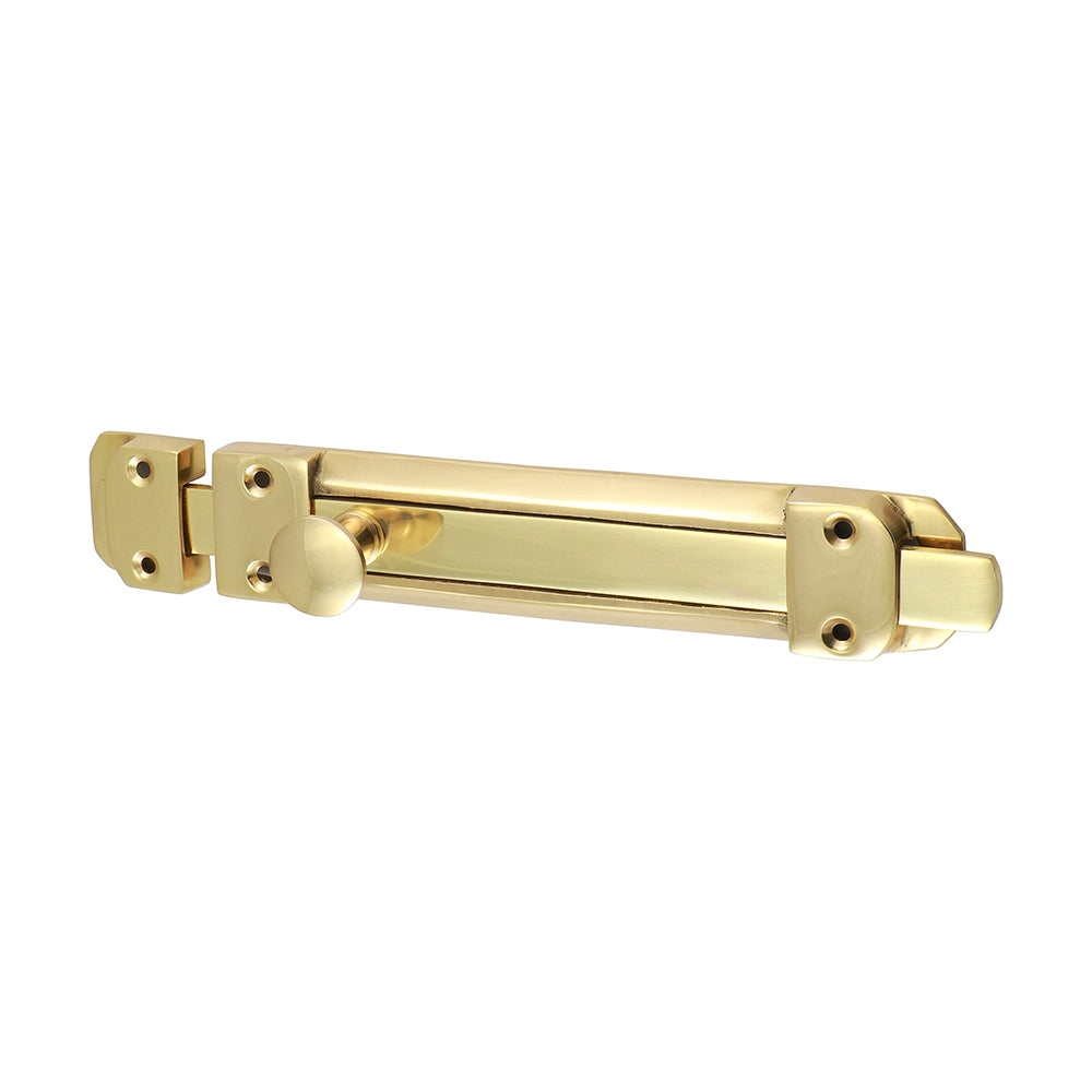 This is an image of Timco - Contract Flat Section Bolt - Polished Brass 210 x 35mm (1 Each TIMpac) 200136P