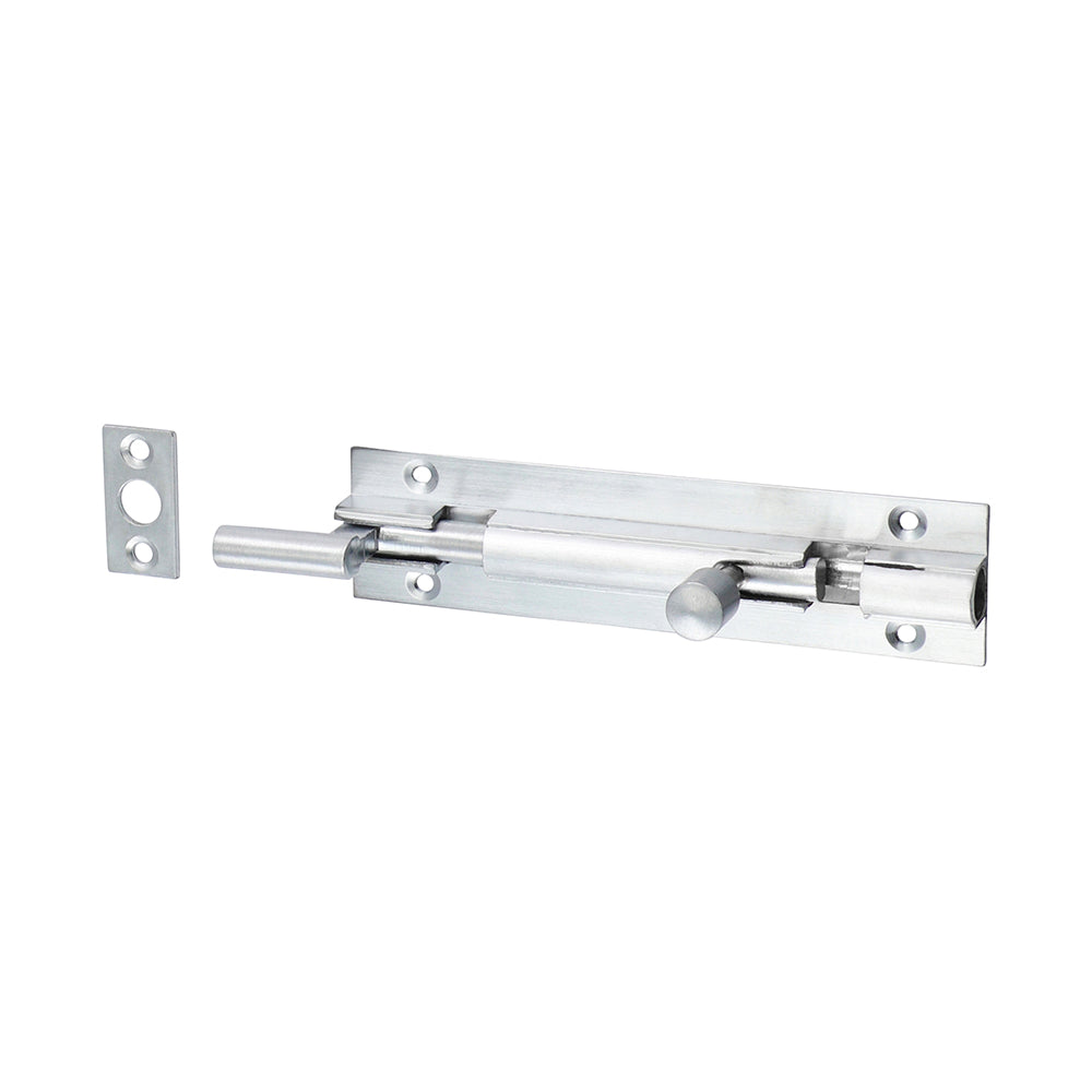 This is an image of Timco - Necked Barrel Bolt - Satin Chrome 100 x 25mm (1 Each Bag) 200158