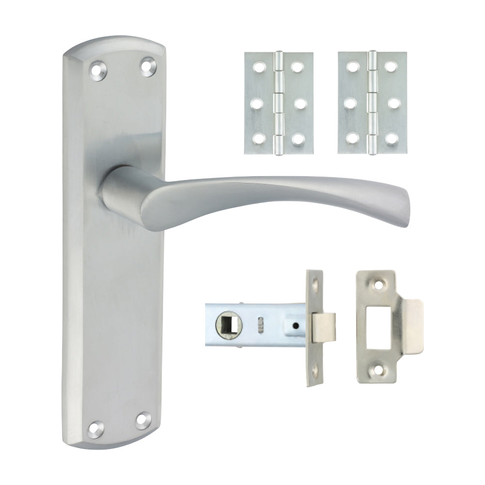 This is an image of Timco - Zeta Latch Door Pack - Satin Chrome Mixed (1 Each Box) 200159