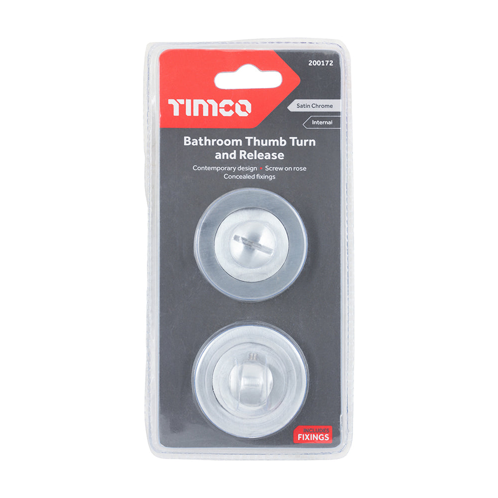 This is an image of Timco - Bathroom Thumb Turn And Release - Satin Chrome 51mm (1 Pieces Blister Pack) 200172