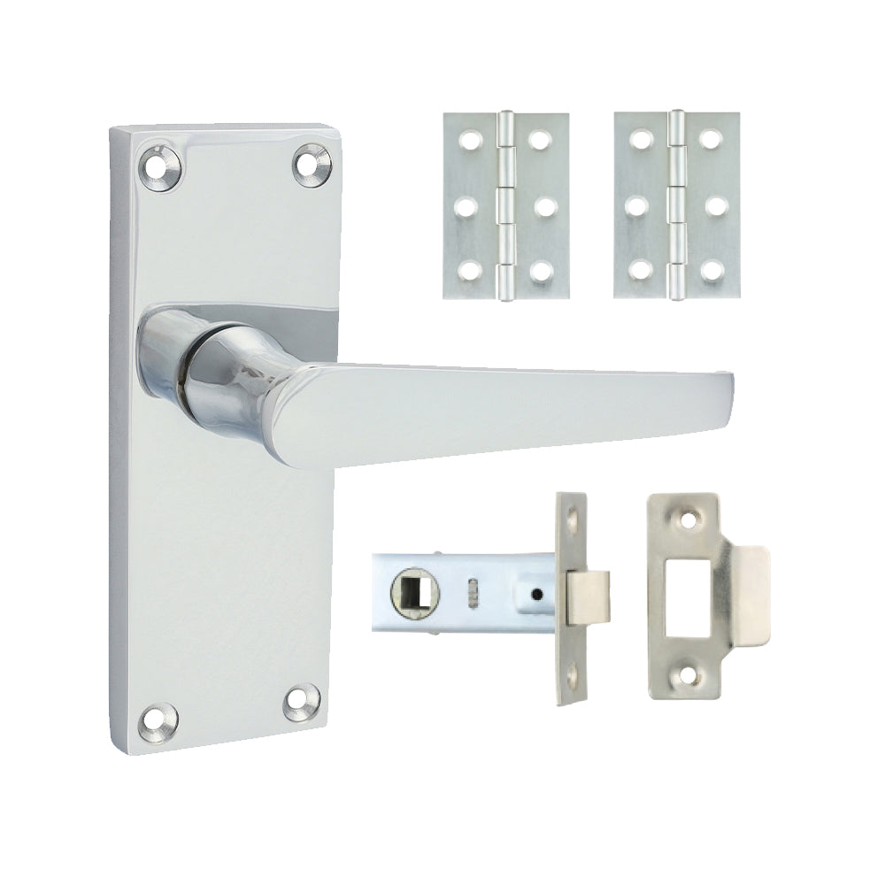 This is an image of Timco - Victorian Straight Latch Door Pack - Polished Chrome Mixed (1 Each Box) 200246
