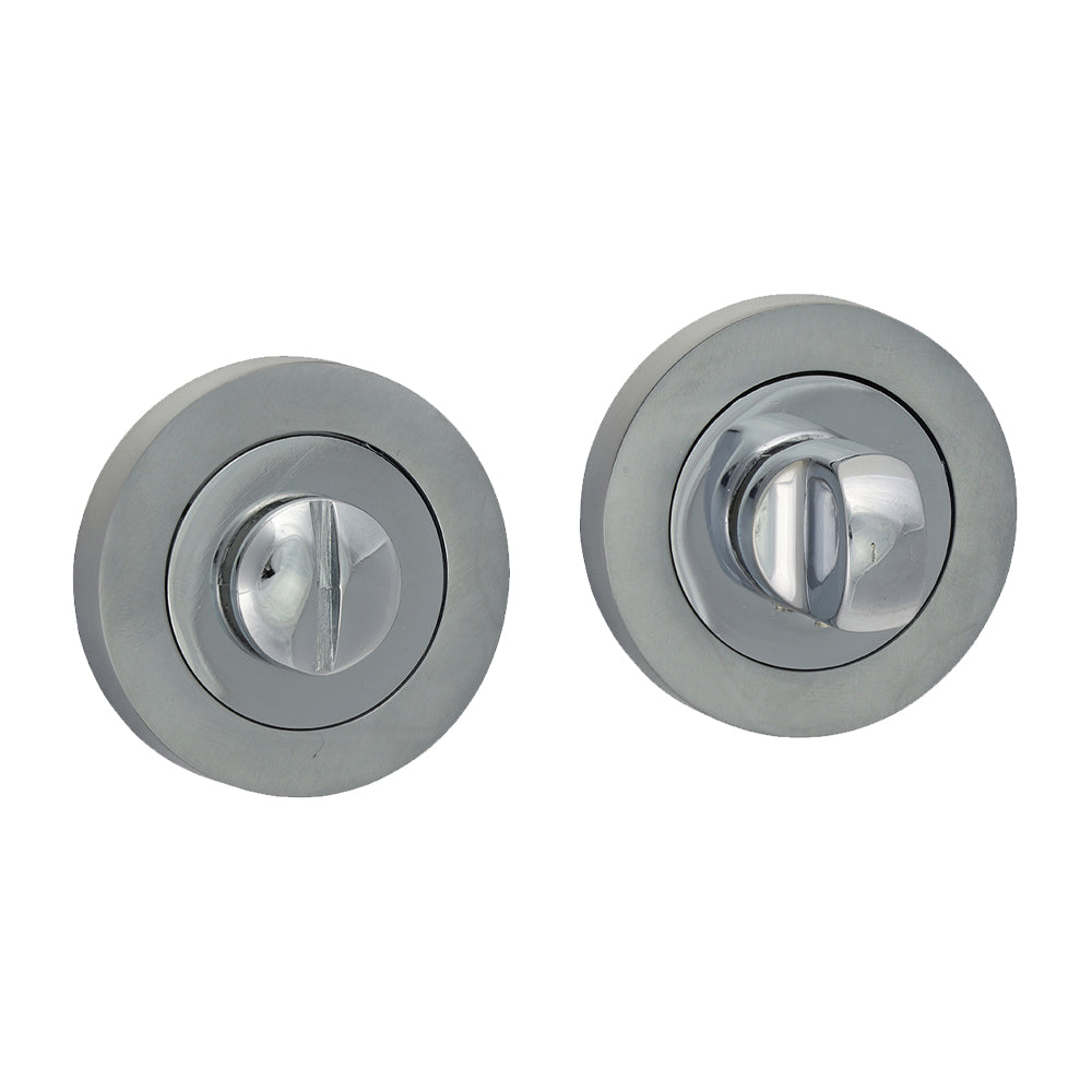 This is an image of Timco - Bathroom Thumb Turn And Release - Polished & Satin Chrome 51mm (1 Pairs Blister Pack) 200334