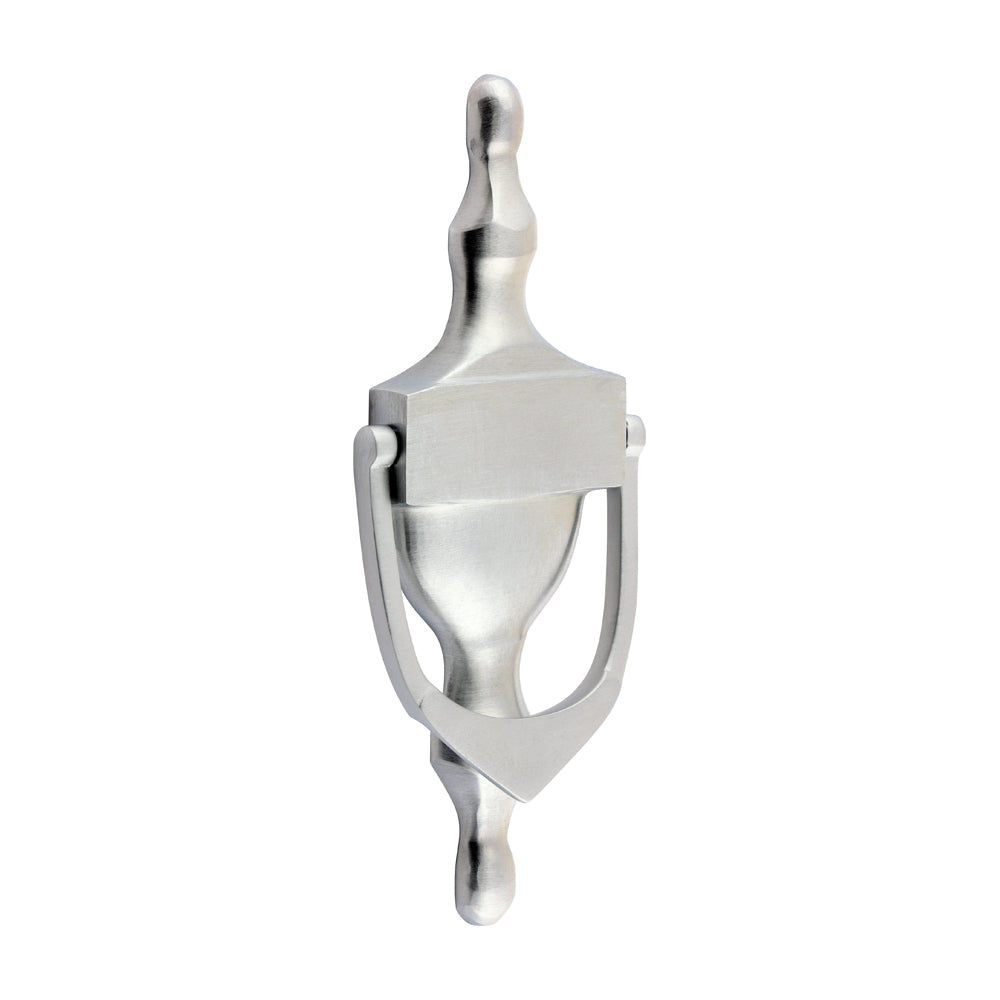 This is an image of Timco - Urn Pattern Door Knocker - Satin Chrome 166 x 60 (1 Each TIMbag) 200356P