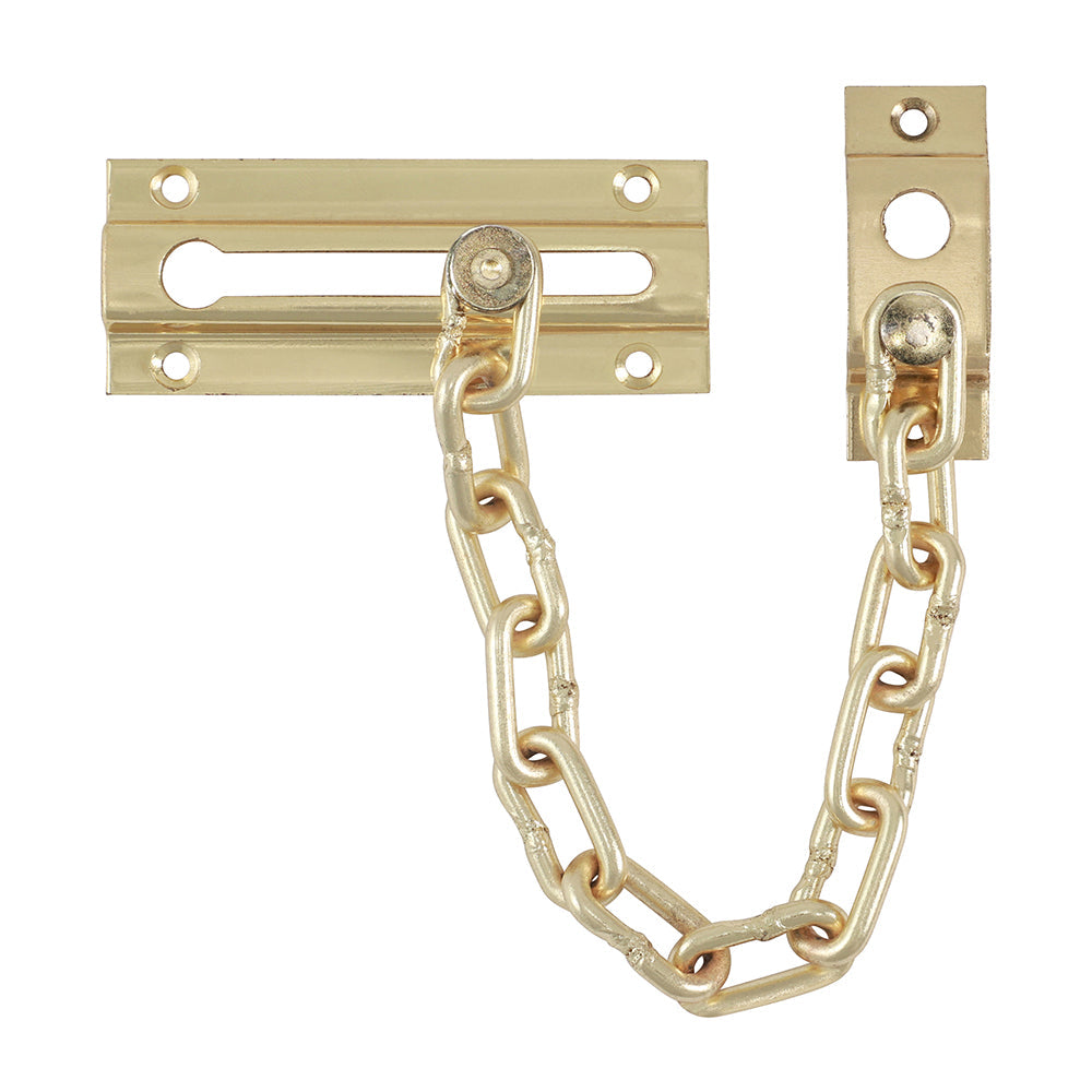 This is an image of Timco - Door Chain - Electro Brass 85mm (1 Each Bag) 200357