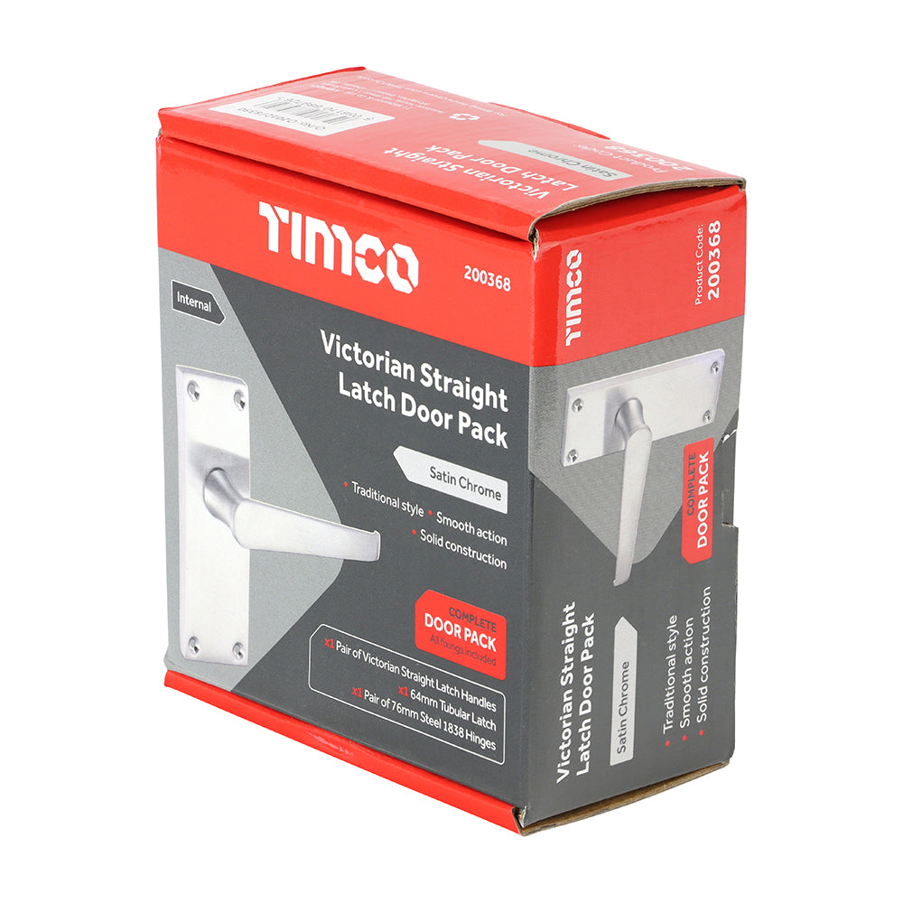This is an image of Timco - Victorian Straight Latch Door Pack - Satin Chrome Mixed (1 Each Box) 200368